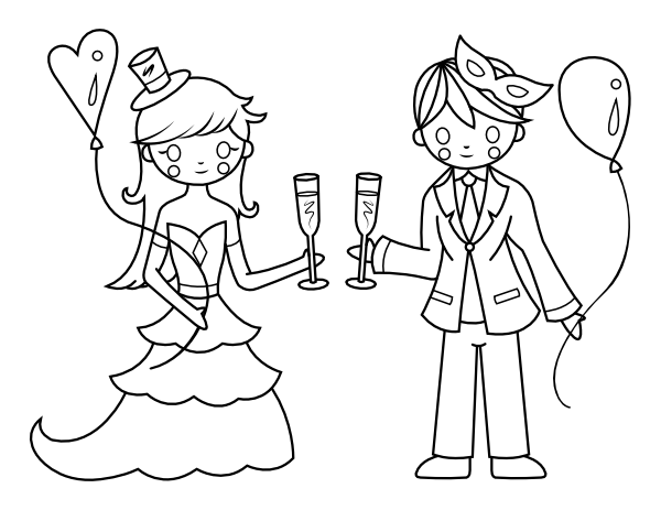 Prom Couple Coloring Page