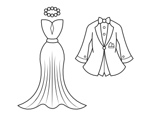 Prom Dress and Tuxedo Coloring Page