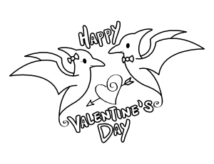 Pterodactyl Valentine's Day Coloring Page