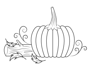 Pumpkin and Log Coloring Page