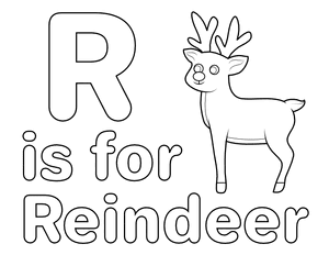 R Is for Reindeer Coloring Page