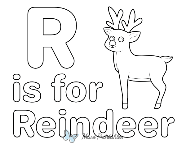 R Is for Reindeer Coloring Page