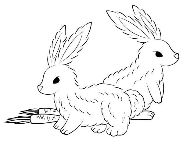 Rabbits and Carrots Coloring Page