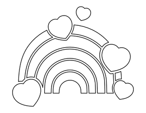 Rainbow and Hearts Coloring Page