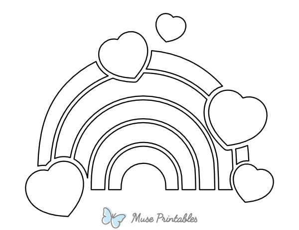 Rainbow and Hearts Coloring Page