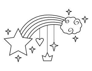 Rainbow Cloud and Stars Coloring Page