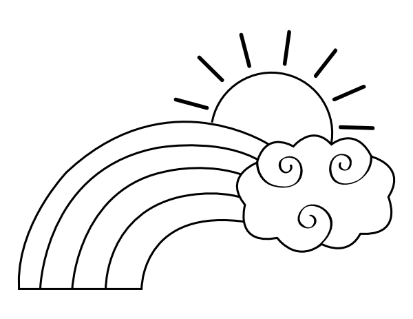 Rainbow Cloud and Sun Coloring Page