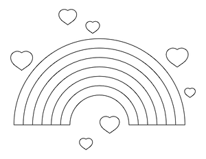 Rainbow Surrounded By Hearts Coloring Page