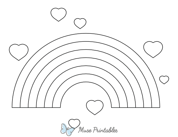 Rainbow Surrounded By Hearts Coloring Page