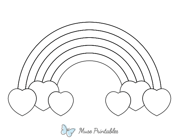 Rainbow With Hearts Coloring Page