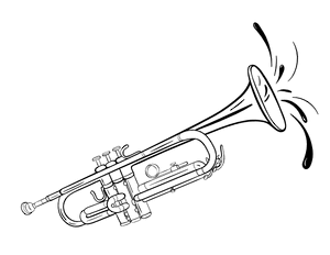 Realistic Trumpet Coloring Page