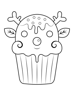 Reindeer Cupcake Coloring Page