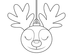 Reindeer Face Christmas Ornament Coloring Page