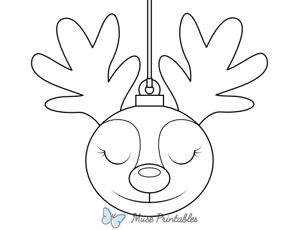 Reindeer Face Christmas Ornament Coloring Page