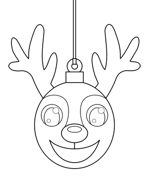 Reindeer Head Christmas Ornament Coloring Page