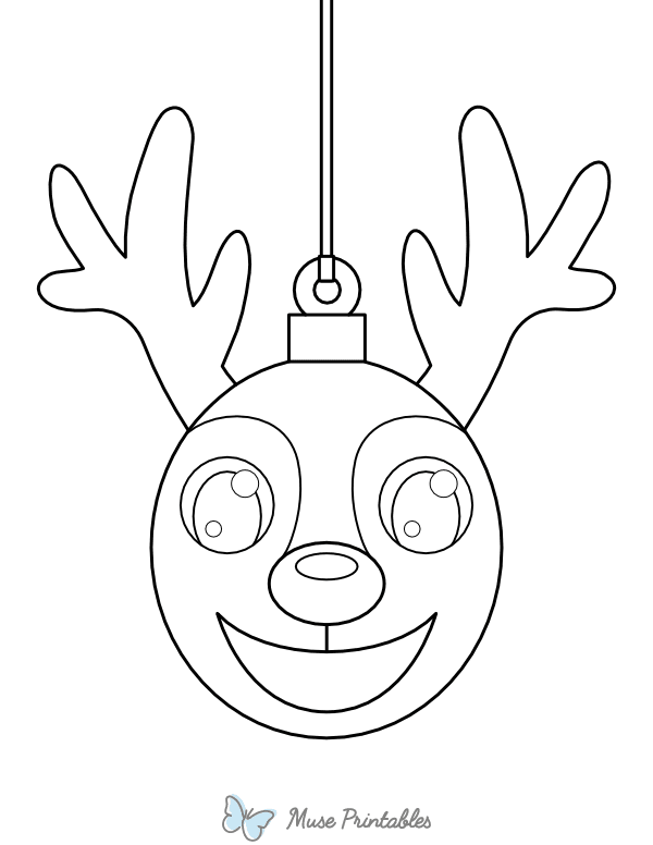 Reindeer Head Christmas Ornament Coloring Page