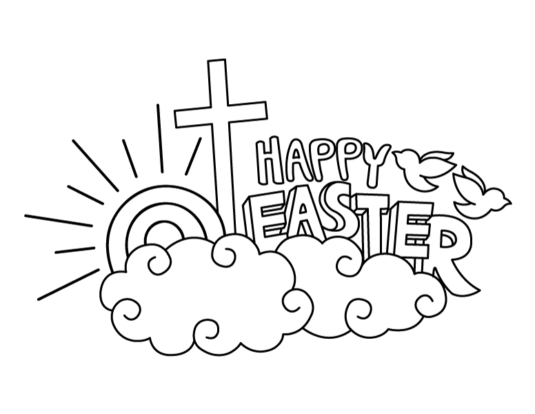 Religious Happy Easter Coloring Page