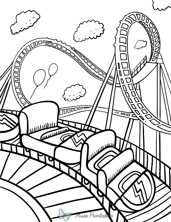 Roller Coaster Coloring Page