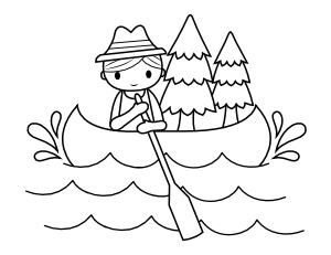 Rowing Boy Coloring Page