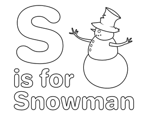 S Is for Snowman Coloring Page