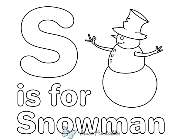 S Is for Snowman Coloring Page