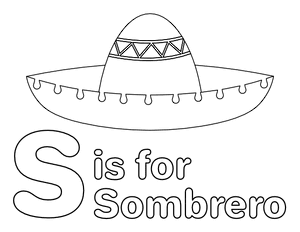 S Is for Sombrero Coloring Page