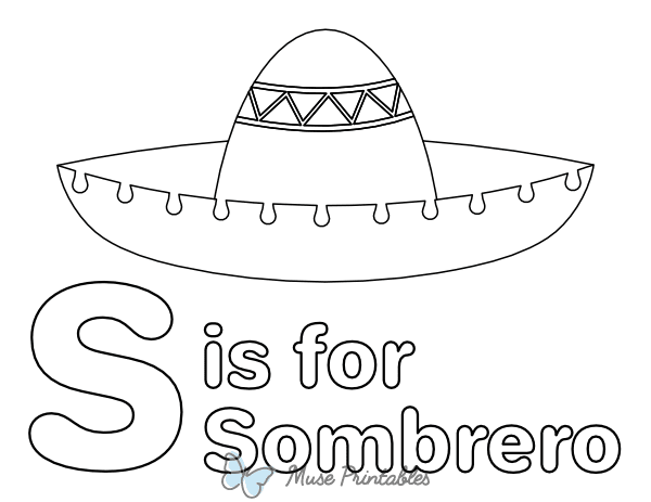 S Is for Sombrero Coloring Page