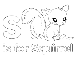 S Is For Squirrel Coloring Page