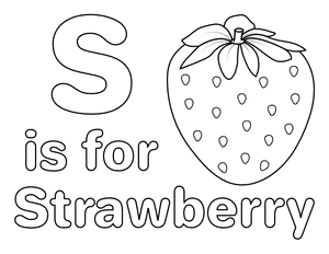 S Is for Strawberry Coloring Page