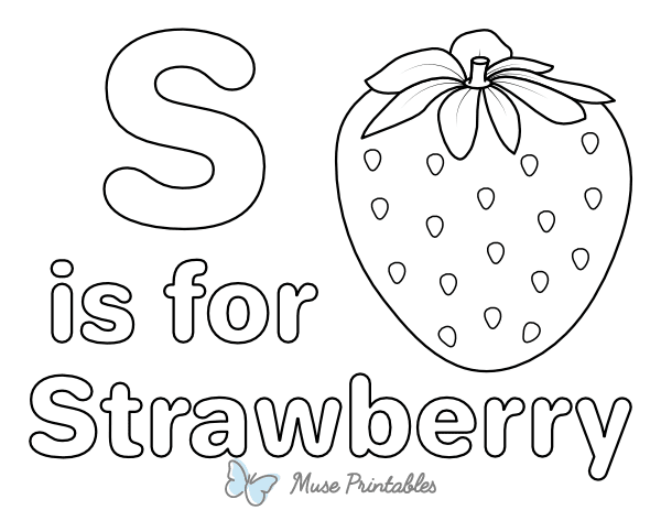 S Is for Strawberry Coloring Page