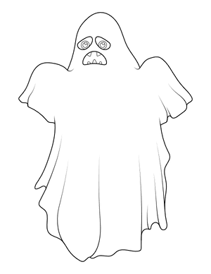 Sad Ghost With Teeth Coloring Page