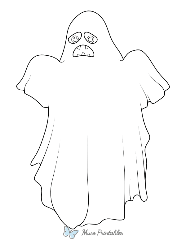 Sad Ghost With Teeth Coloring Page