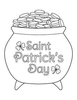 Saint Patrick's Day Pot of Gold Coloring Page