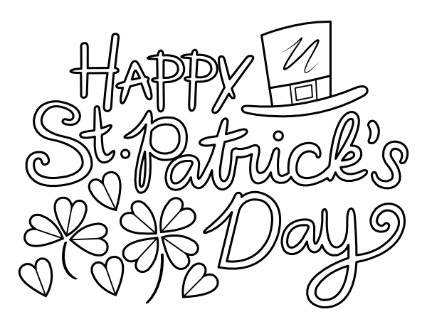 Saint Patrick's Day With Hat and Shamrocks Coloring Page