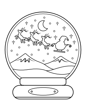 Santa and Reindeer Snow Globe Coloring Page