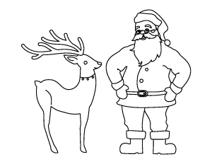 Santa Claus And Reindeer Coloring Page