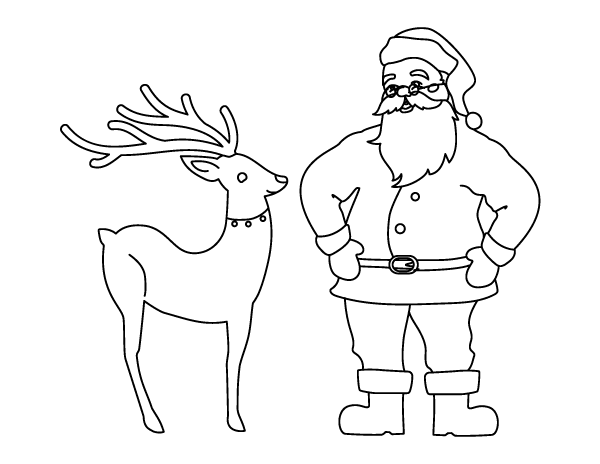santa claus with reindeers drawing