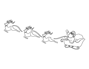 Santa Claus And Reindeer Flying Coloring Page