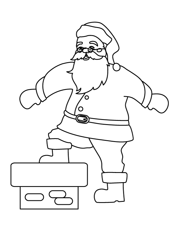 Santa Claus Climbing Down Chimney Coloring Page
