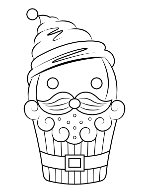 Santa Claus Cupcake Coloring Page