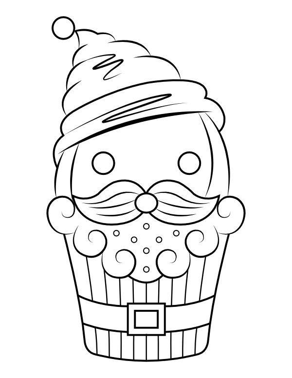 Santa Claus Cupcake Coloring Page