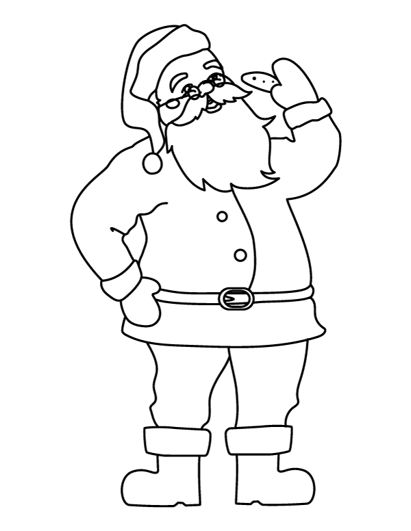 Santa Claus Eating A Cookie Coloring Page