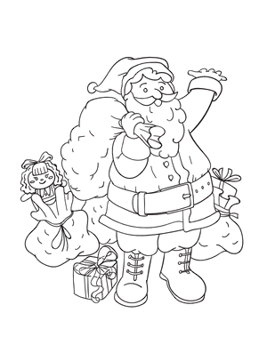 Santa Claus With Gifts Coloring Page