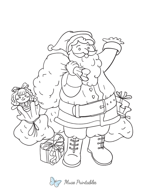 Santa Claus With Gifts Coloring Page