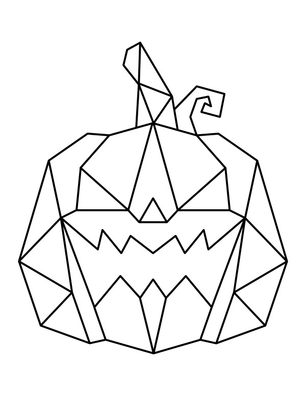 Scary Geometric Jack-o'-lantern Coloring Page