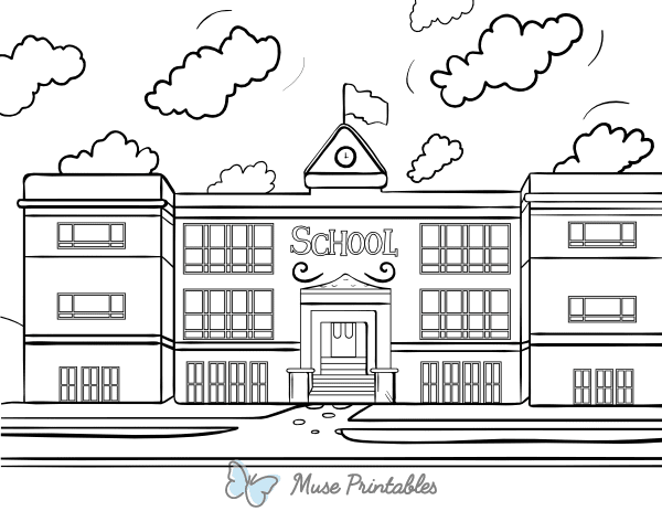 Printable School House Coloring Page