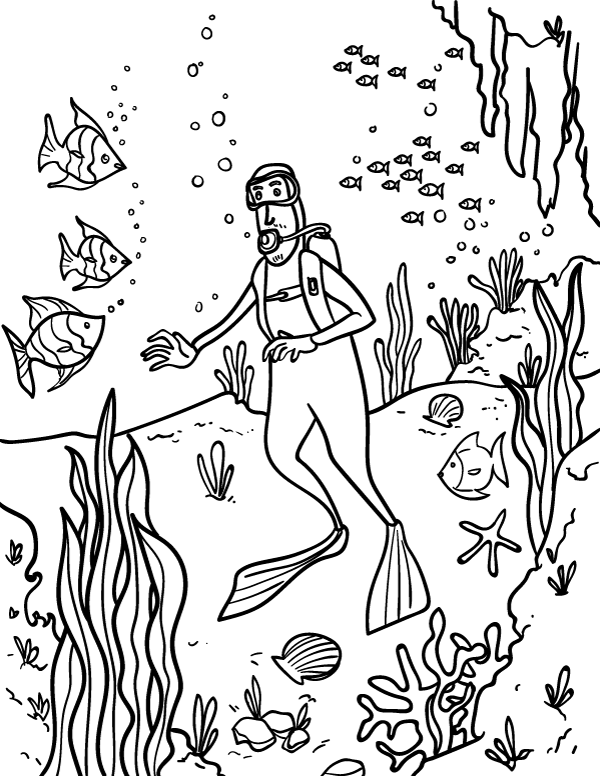 free coloring pages of suba divers
