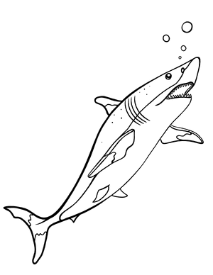 Shark and Bubbles Coloring Page