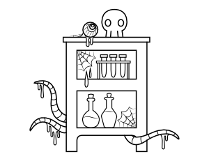Shelf of Potions Coloring Page