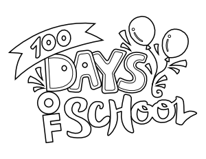 Simple 100 Days Of School Coloring Page